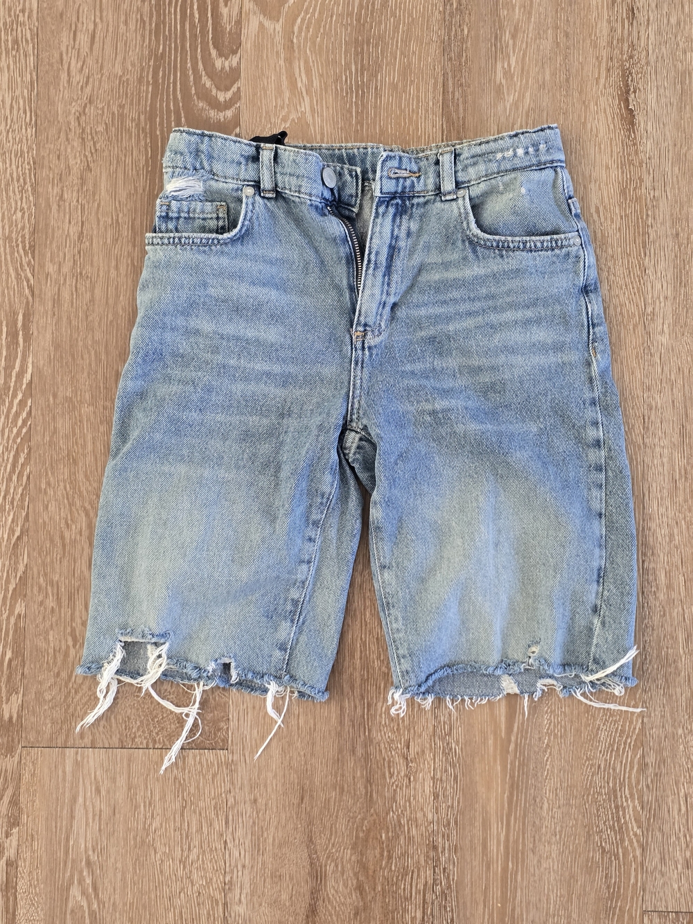 Zara Kidd Light Blue Distressed Denim Shorts